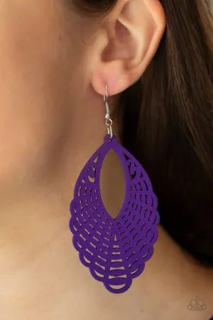 Paparazzi - Tahiti Tankini - Purple Wood Earrings