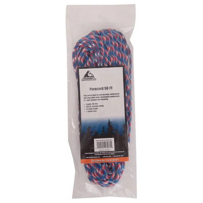 Paracord 50 Foot - Red, White & Blue