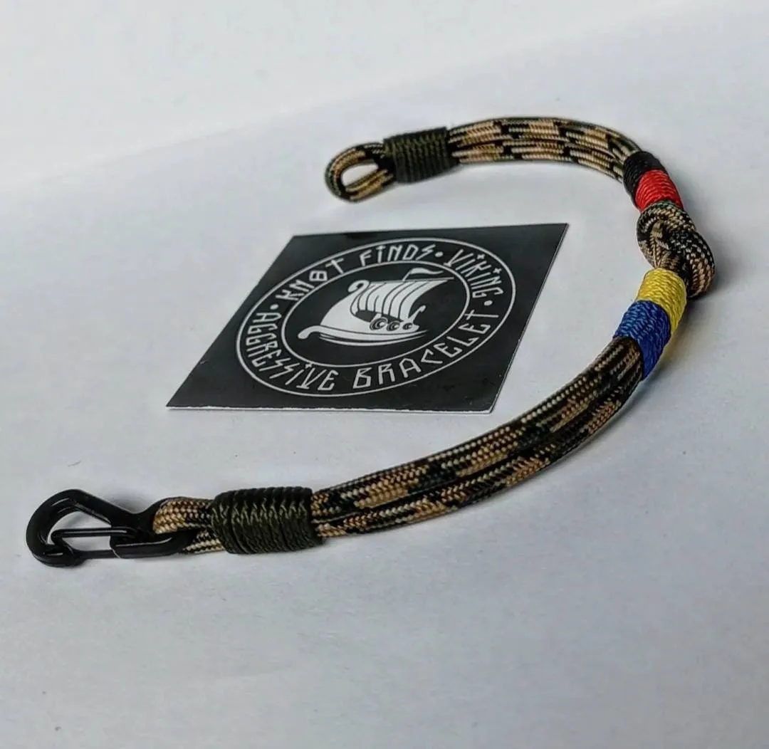 Paracord bracelet. Army style. Unloading camp bangle. Ukrainian symbol. Thin military bracelet. Glory to Ukraine.