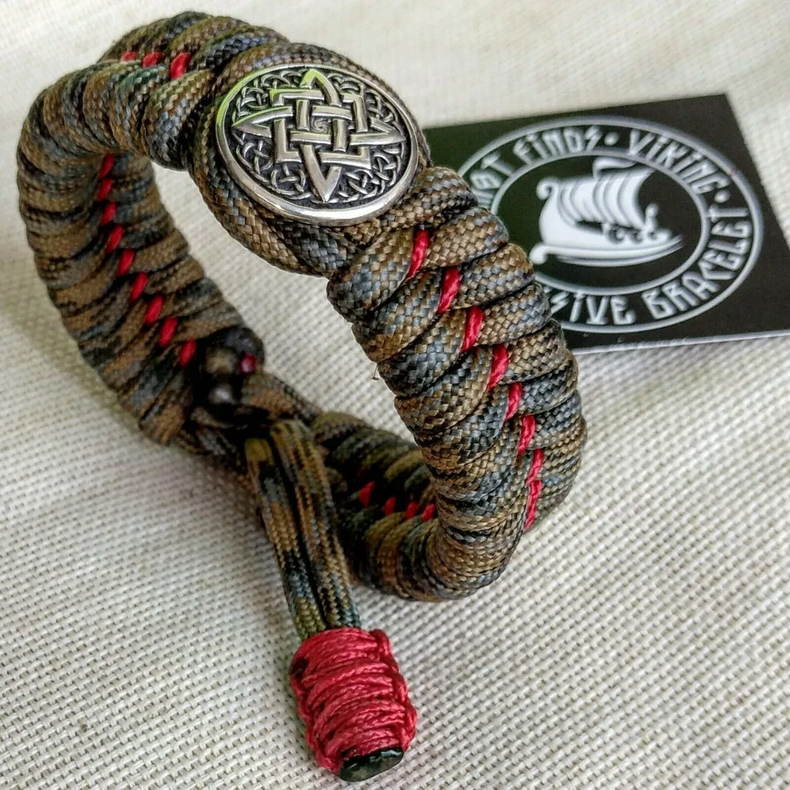 Paracord bracelet with silver bead "SVAROG". 925 Sterling silver.