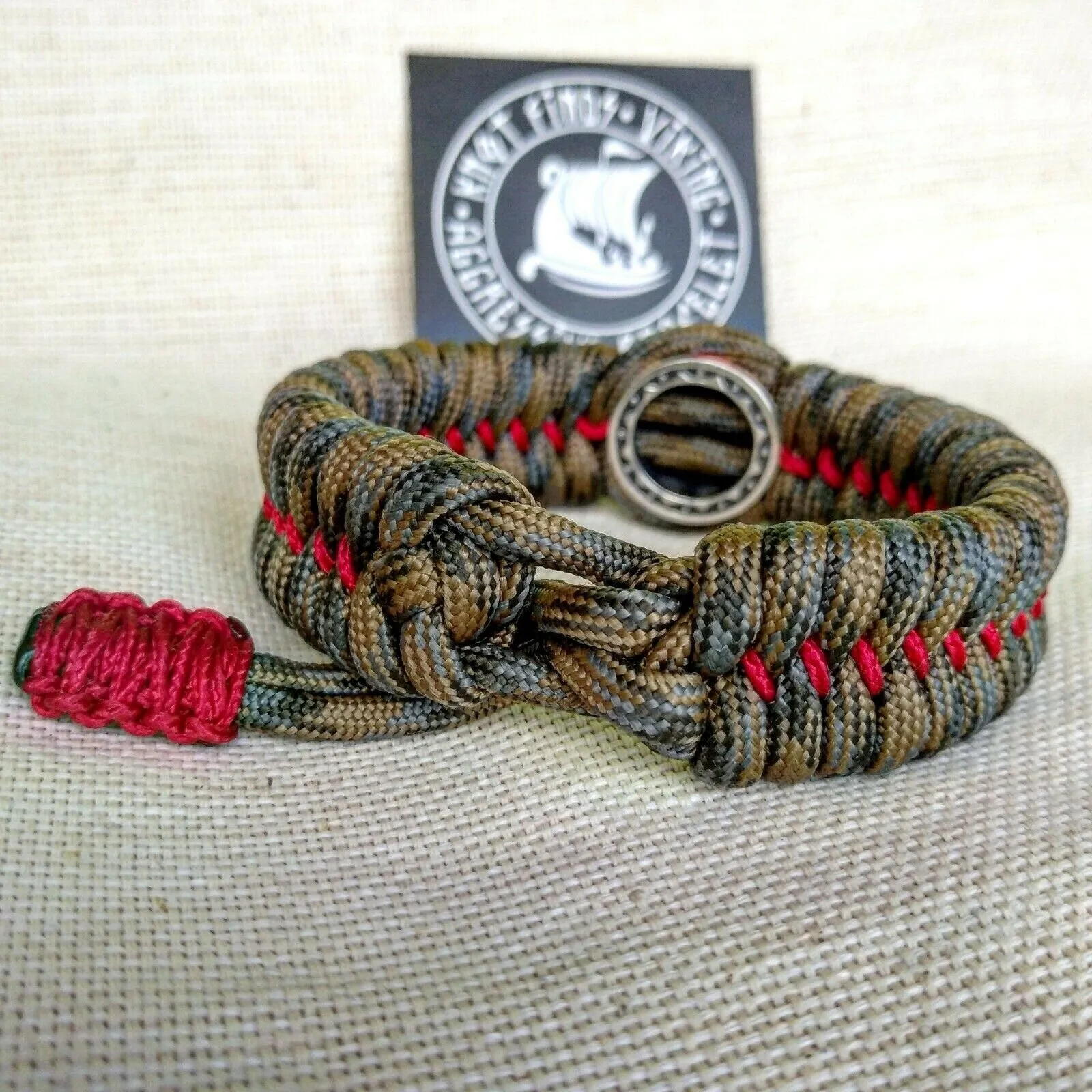 Paracord bracelet with silver bead "SVAROG". 925 Sterling silver.