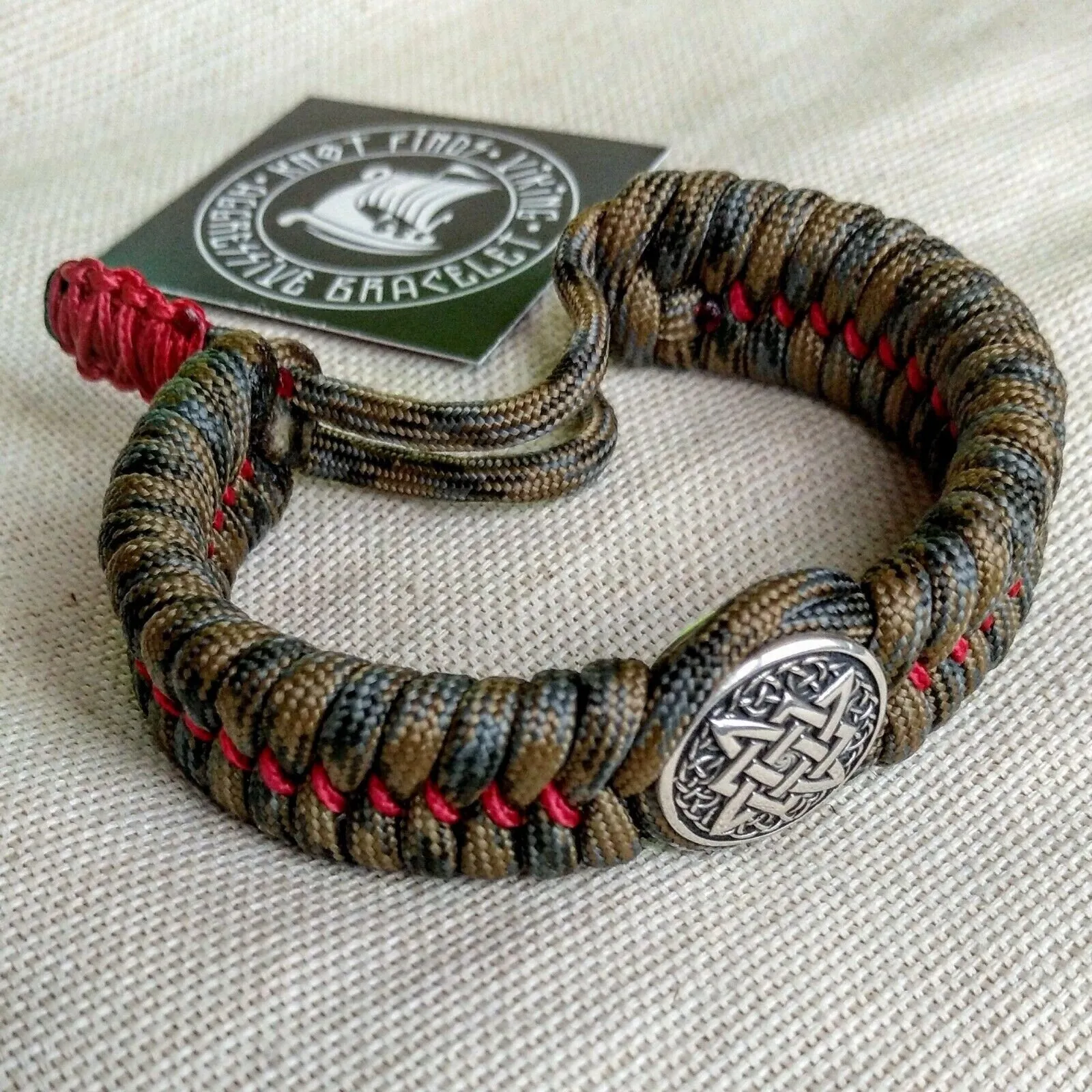 Paracord bracelet with silver bead "SVAROG". 925 Sterling silver.