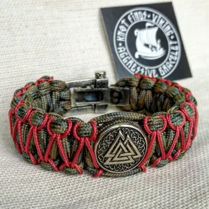 Paracord bracelet with steel beads VALKNUT. Vikings bangle.