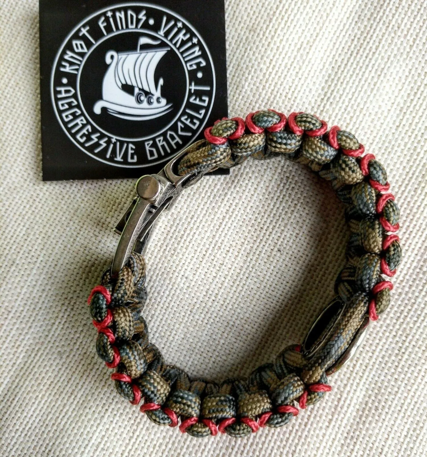 Paracord bracelet with steel beads VALKNUT. Vikings bangle.