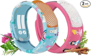 PARA'KITO Mosquito Repellent Pack - 2 Kids Wristbands & 2 Refills Princess/Llama