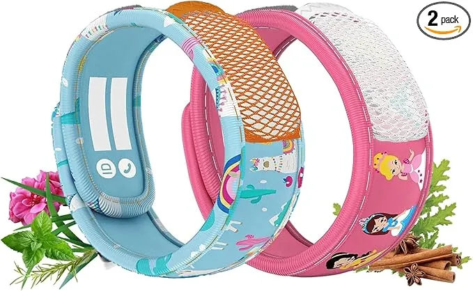PARA'KITO Mosquito Repellent Pack - 2 Kids Wristbands & 2 Refills Princess/Llama