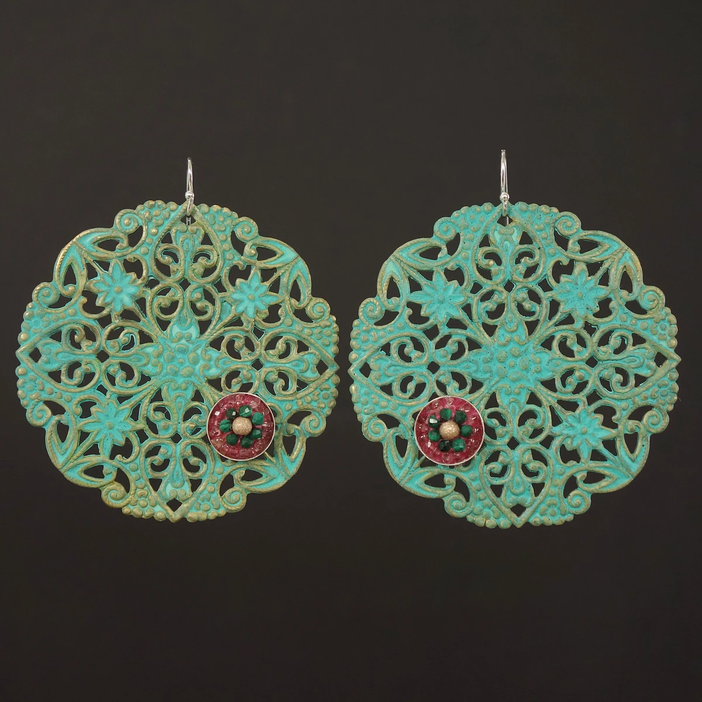 Paris, Mon Amour: oxidized brass and mosaic earrings