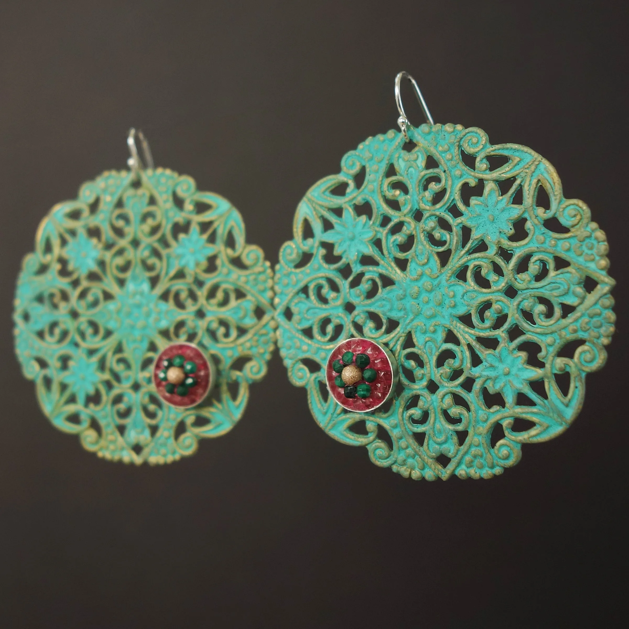 Paris, Mon Amour: oxidized brass and mosaic earrings