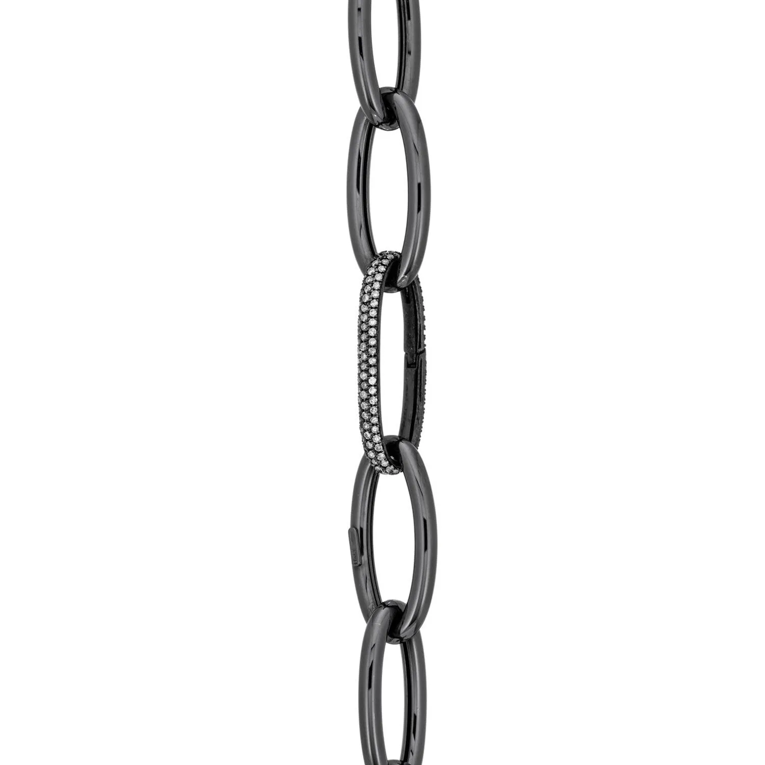 Pave Square Carabiner with Long & Small Chain Necklace