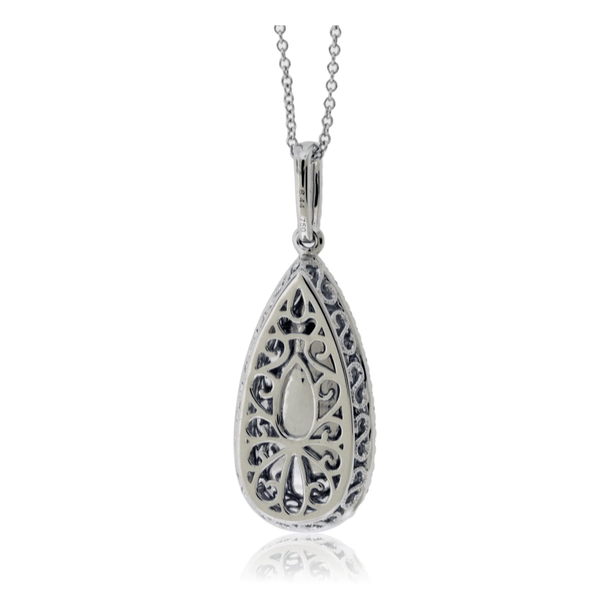 Pear Shaped Dangle Emerald & Diamond Halo Pendant