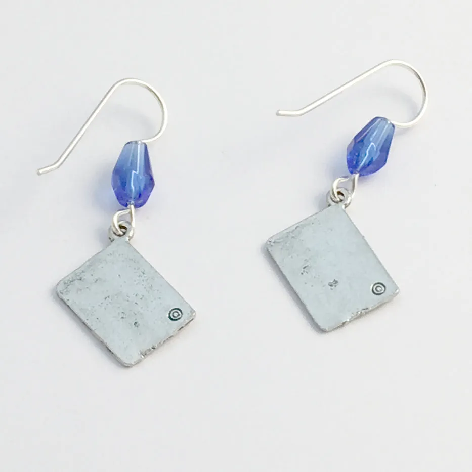 Pewter & Sterling Silver USA Passport dangle earrings -Travel, adventure, agent