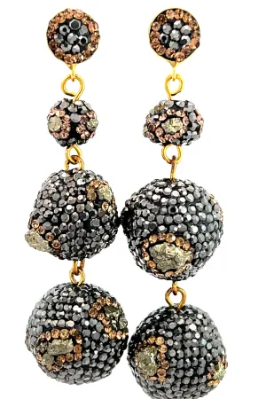 Pyrite 925 Sterling Silver Pave Earrings