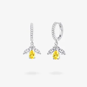 "Honey Talk" Honeybee Hoop Sterling Silver Earrings
