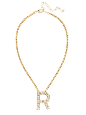 R Initial Rope Pendant Necklace - NFK37BGCRY