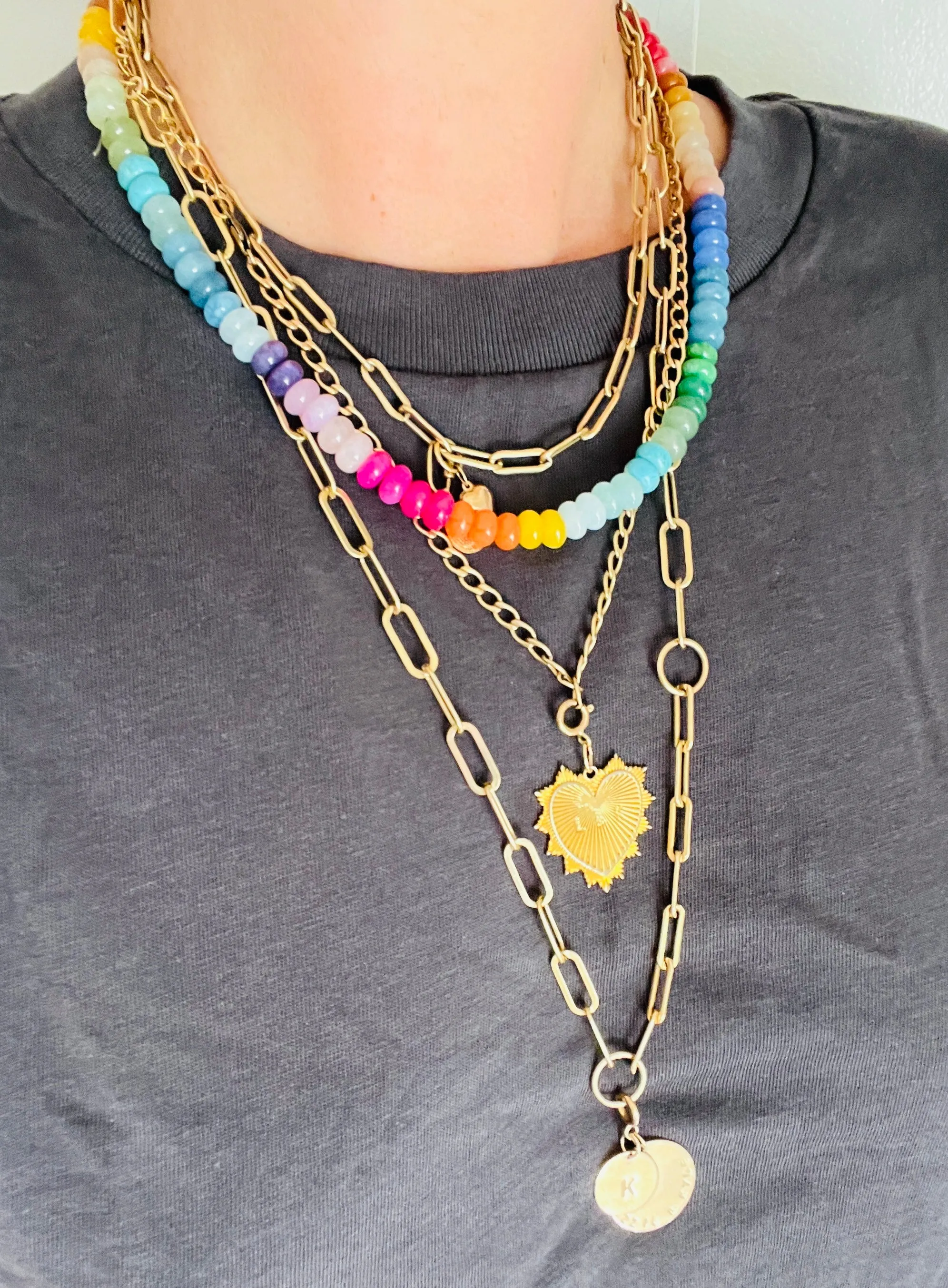 Rainbow candy gem necklace