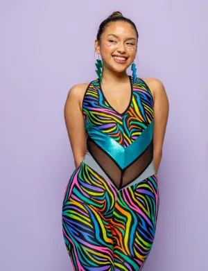 Rainbow Mayhem Backless Catsuit