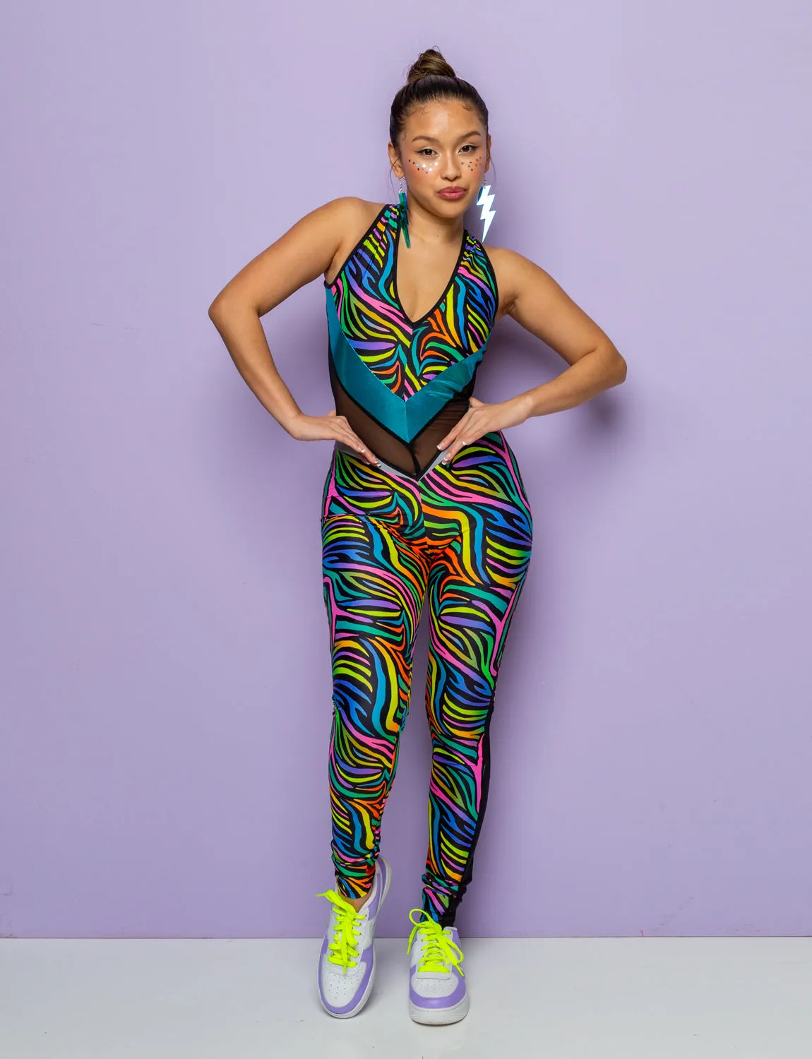 Rainbow Mayhem Backless Catsuit
