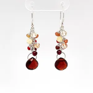 Red Ombre Gradient Gemstone Earrings