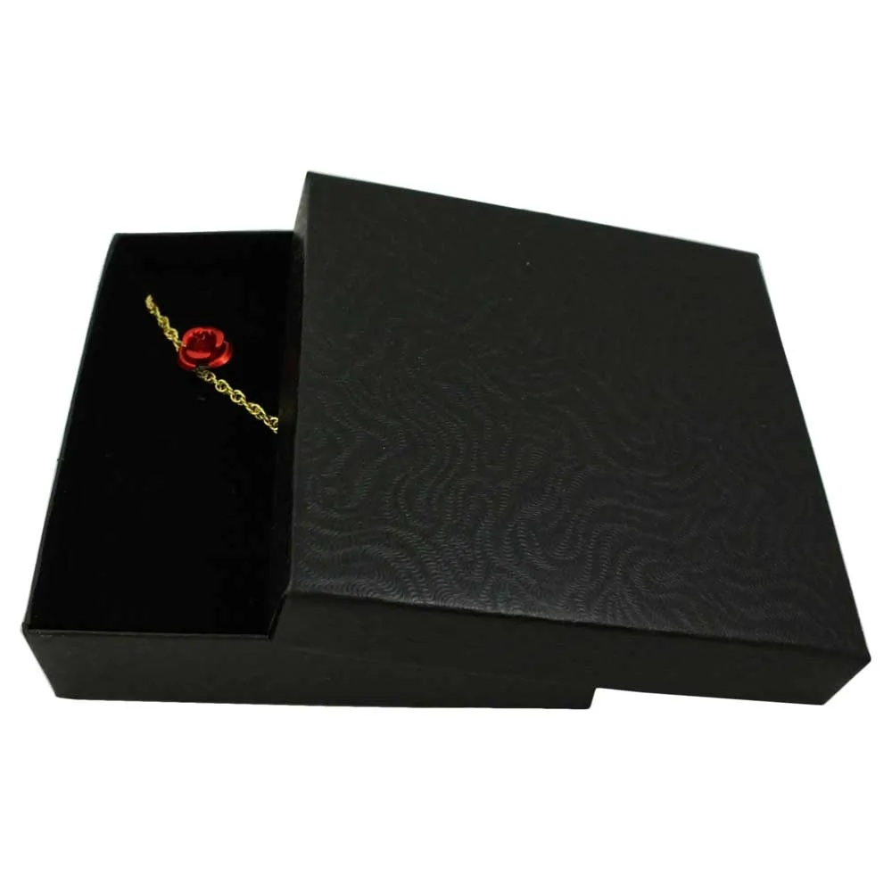 Red Rose Necklace with Red Rose Stud Earring Gift Set - FE510NBS