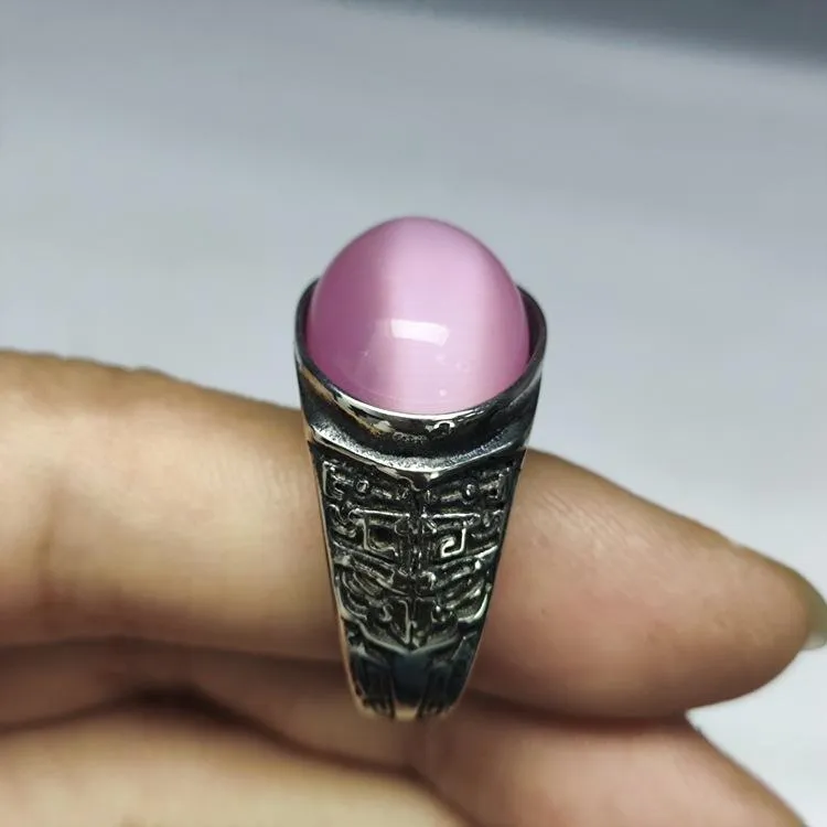 Retro National Style Wrench Oval Titanium Steel Ring For Men And Women With The Same Atmospheric Oval Nine-color Gem Factory Wholesale Direct Sales