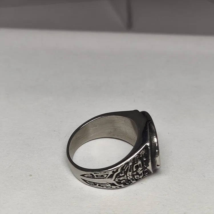 Retro National Style Wrench Oval Titanium Steel Ring For Men And Women With The Same Atmospheric Oval Nine-color Gem Factory Wholesale Direct Sales
