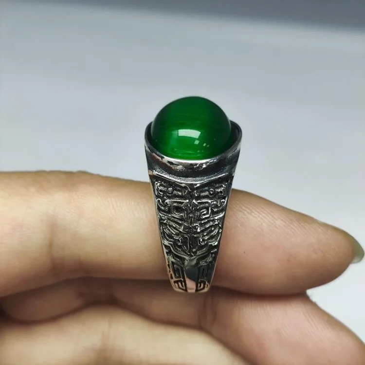 Retro National Style Wrench Oval Titanium Steel Ring For Men And Women With The Same Atmospheric Oval Nine-color Gem Factory Wholesale Direct Sales