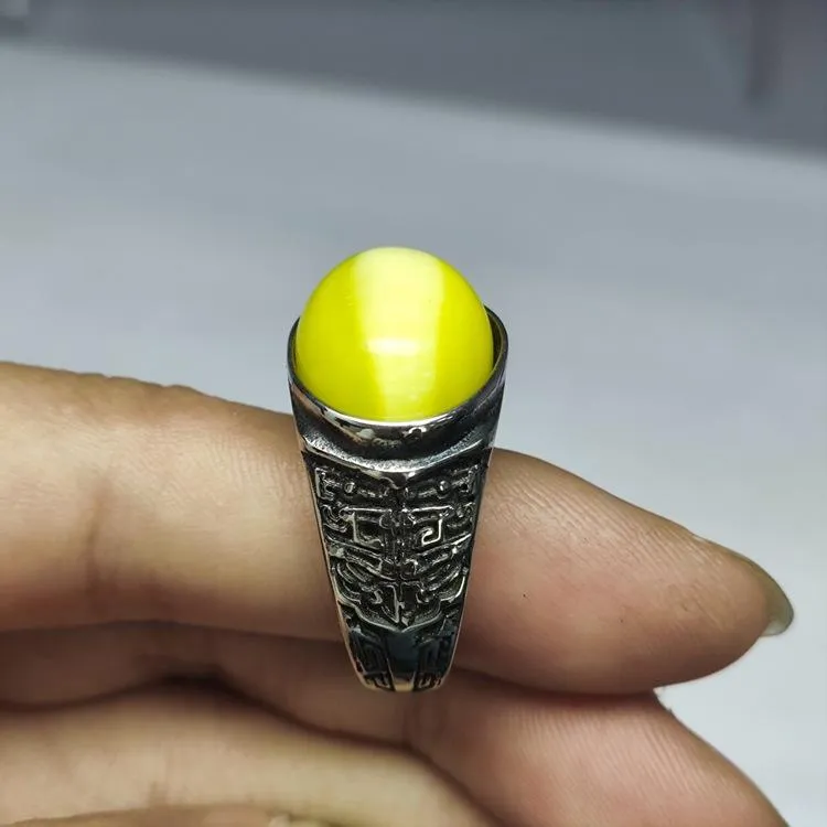Retro National Style Wrench Oval Titanium Steel Ring For Men And Women With The Same Atmospheric Oval Nine-color Gem Factory Wholesale Direct Sales