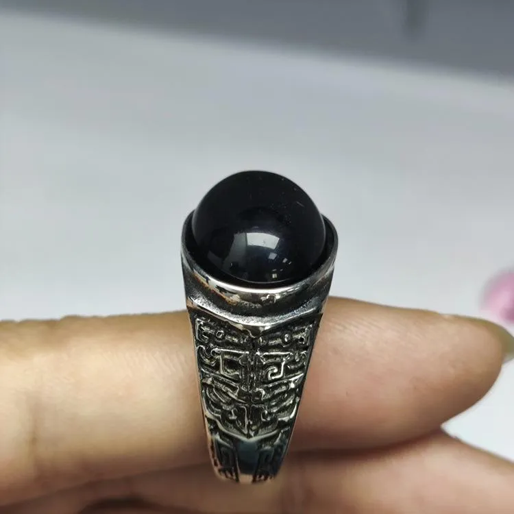 Retro National Style Wrench Oval Titanium Steel Ring For Men And Women With The Same Atmospheric Oval Nine-color Gem Factory Wholesale Direct Sales