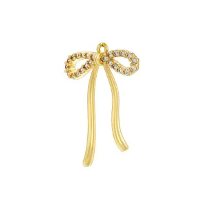 Ribbon Bow Pave Charm For Charm Necklace