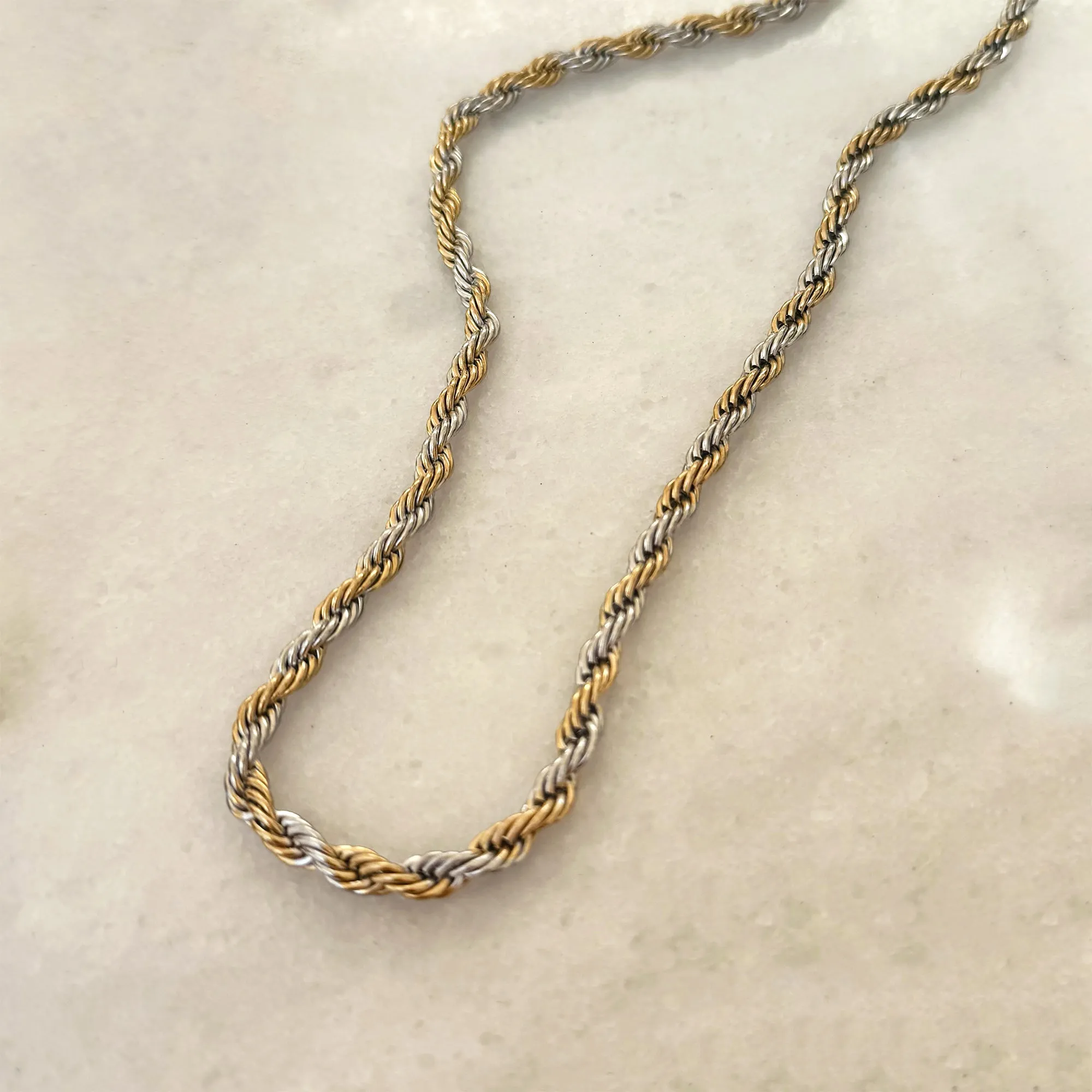 RONNIE TWO TONED ROPE CHAIN NECKLACE
