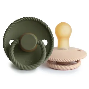 Rope Pacifier 2 Pack - Natural Rubber - Croissant/Olive