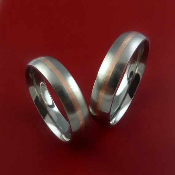 Rose Gold and Titanium Matching Rings Wedding Band Set Sizes 3-22