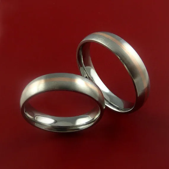 Rose Gold and Titanium Matching Rings Wedding Band Set Sizes 3-22