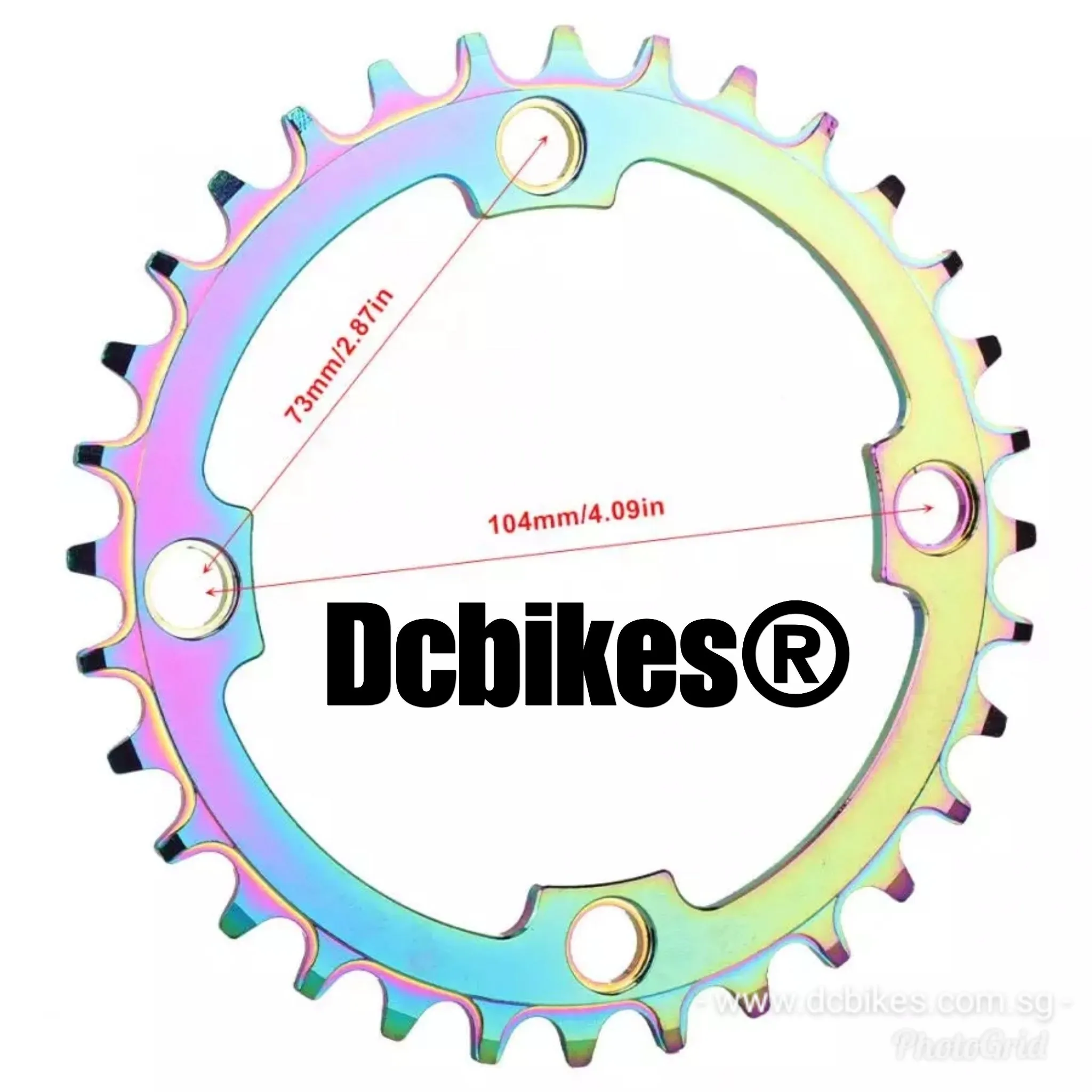 Round 32T/34T/36T/38T Oil Slick 104BCD Round Rainbow Narrow Wide Single Speed Chain Ring