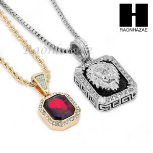 RUBY SILVER LION DIAMOND CUT 30" CUBAN LINK BOX ROPE NECKLACE SC048G