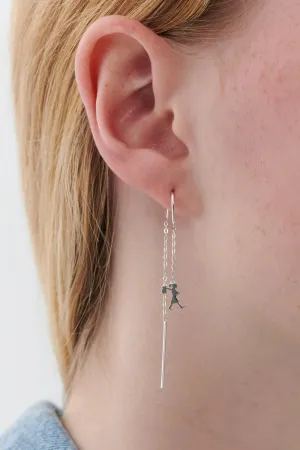 Runaway Girl Thread Earrings | Silver