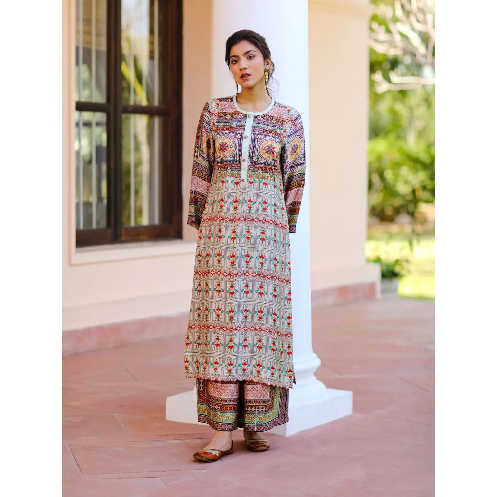 Sage Saga Kusum Beige Color Kurta