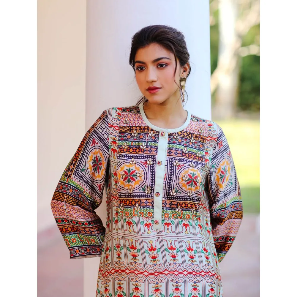 Sage Saga Kusum Beige Color Kurta