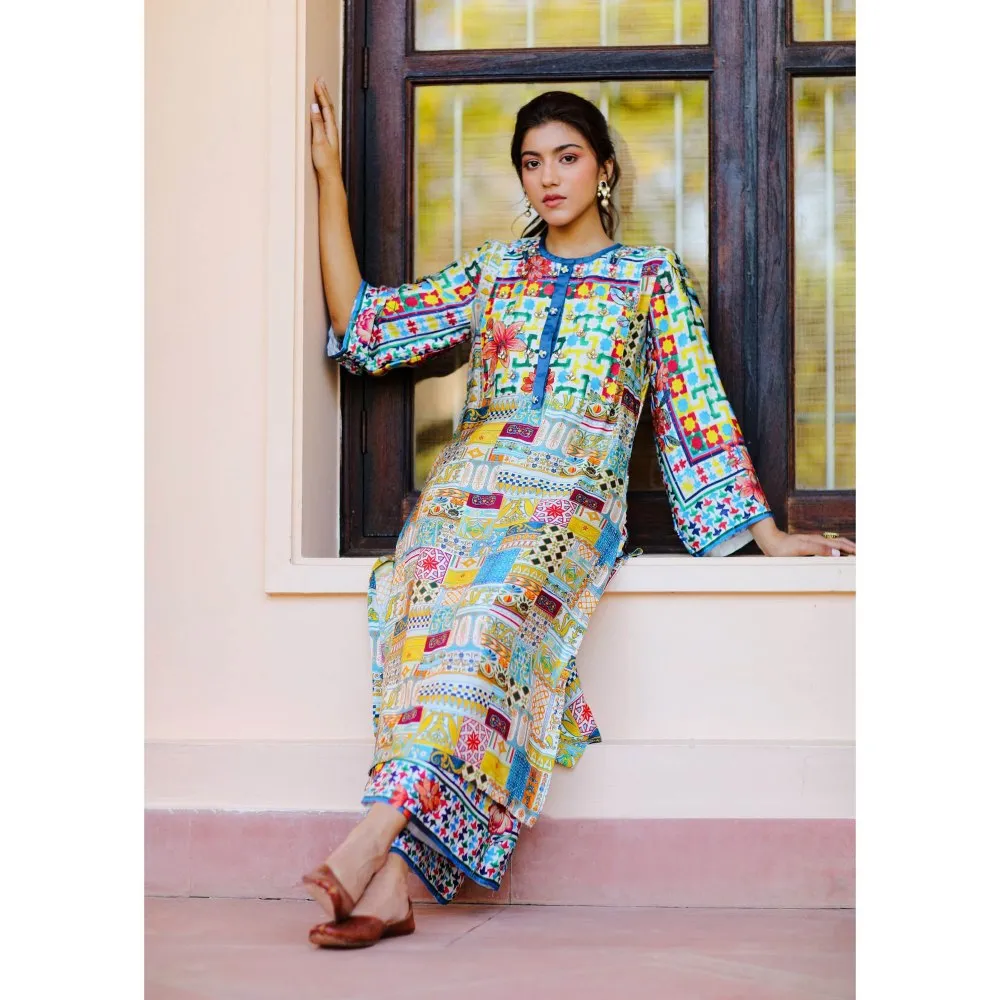 Sage Saga Kusum Blue Color Kurta