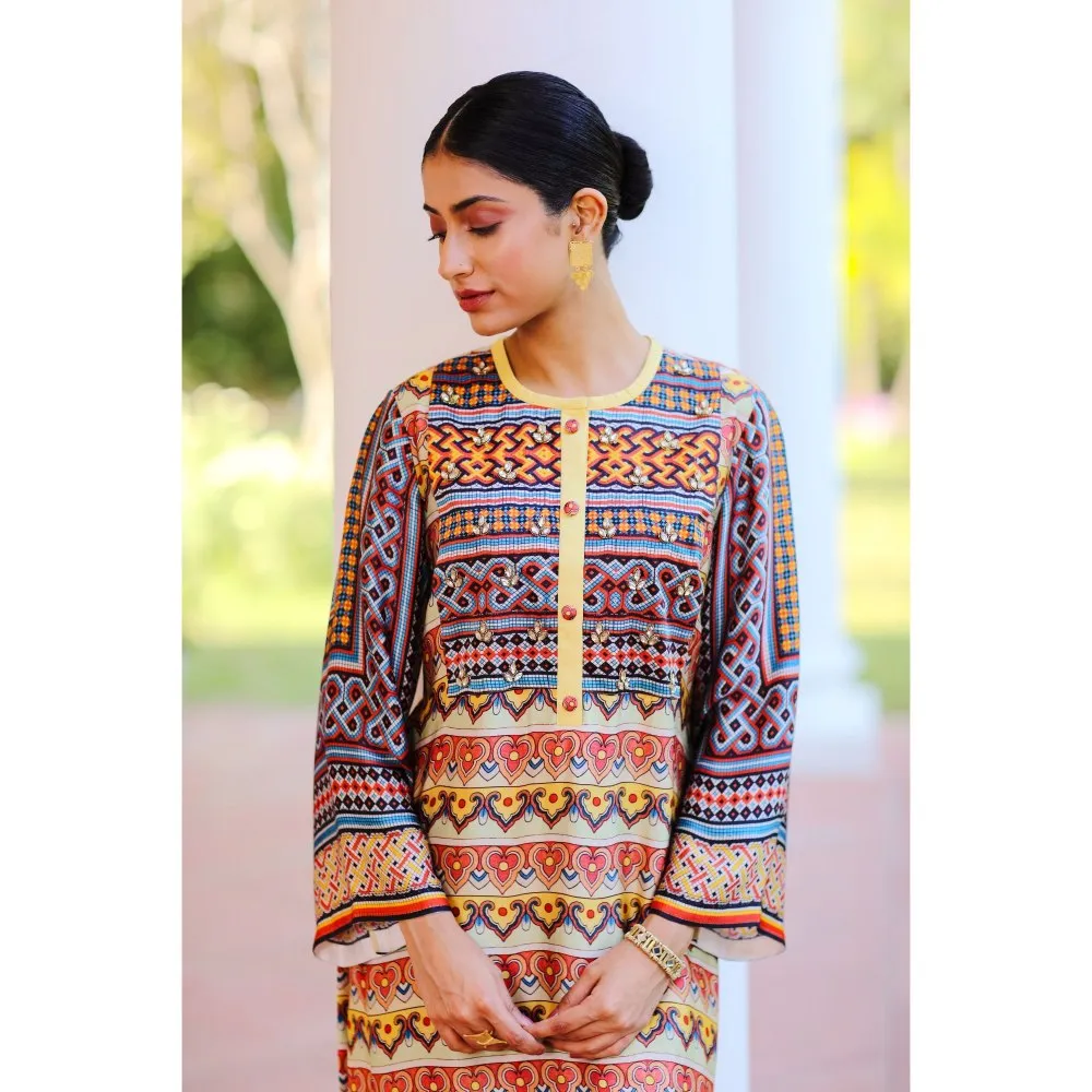 Sage Saga Kusum Yellow Color Kurta