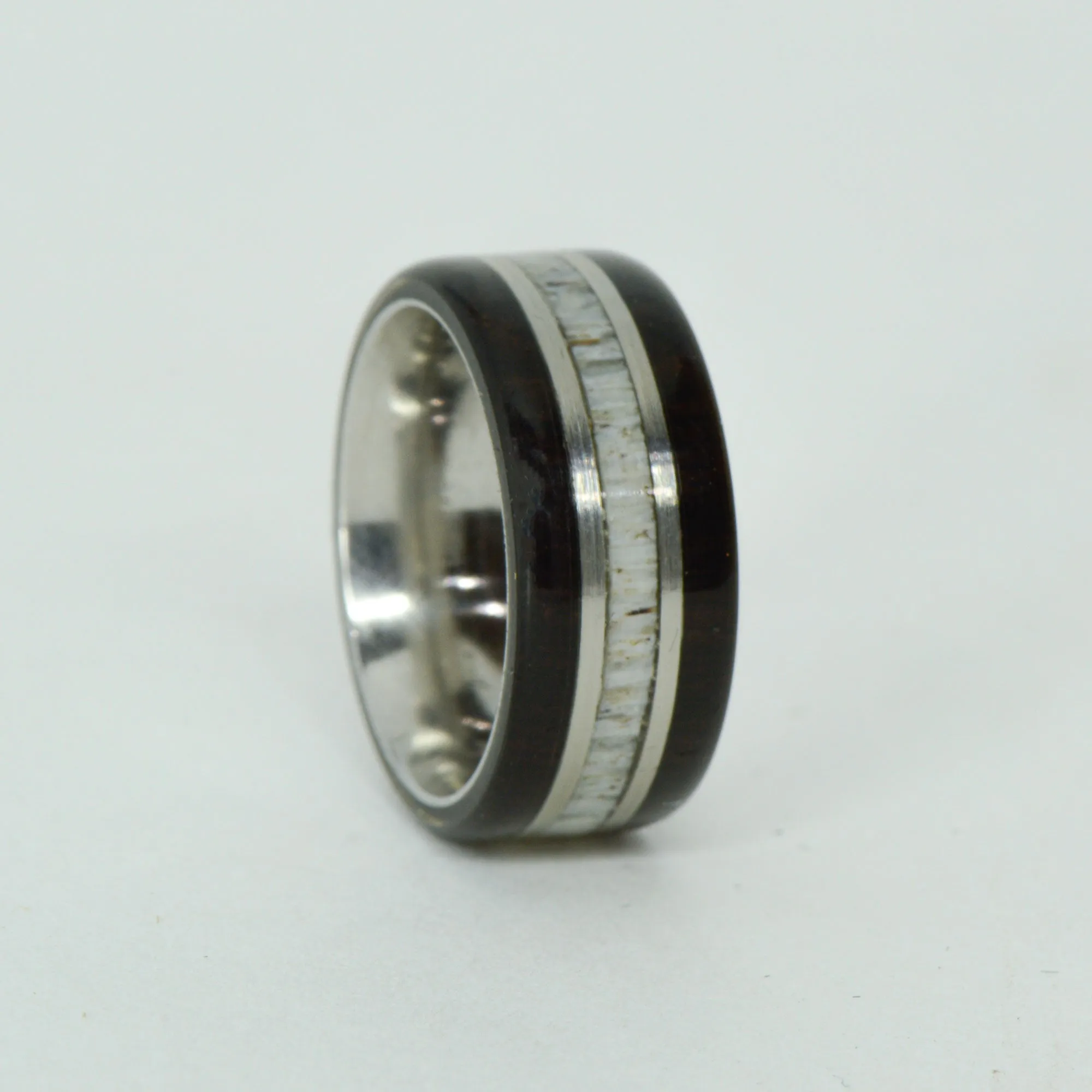 SALE RING -  Titanium, Blackwood, Antler - Size 4