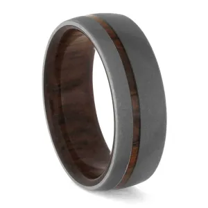 Sandblasted Titanium Ring with Ironwood Sleeve