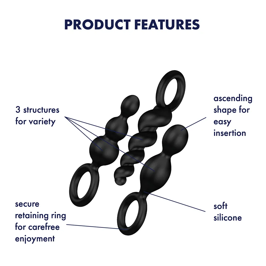 Satisfyer Booty Call Set Of 3 Black Anal Plugs