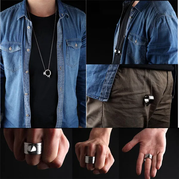 Self-defense Ring Shocker Product Survival Ring Tool Pocket Women Self Defense Ring Stainless Steel Spike   Chaining