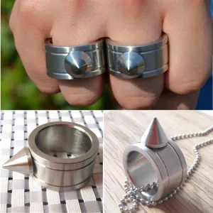 Self-defense Ring Shocker Product Survival Ring Tool Pocket Women Self Defense Ring Stainless Steel Spike   Chaining