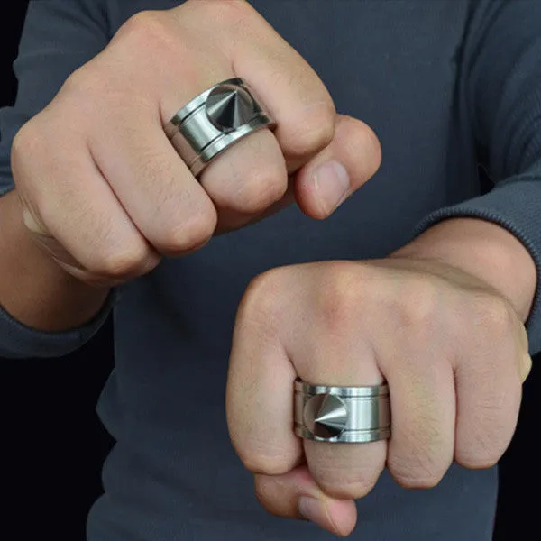 Self-defense Ring Shocker Product Survival Ring Tool Pocket Women Self Defense Ring Stainless Steel Spike   Chaining