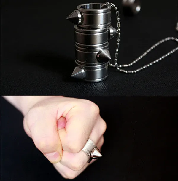 Self-defense Ring Shocker Product Survival Ring Tool Pocket Women Self Defense Ring Stainless Steel Spike   Chaining
