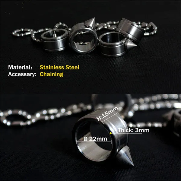 Self-defense Ring Shocker Product Survival Ring Tool Pocket Women Self Defense Ring Stainless Steel Spike   Chaining