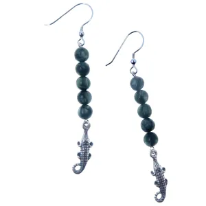 Seraphinite Earrings Green Alligator Sterling Silver