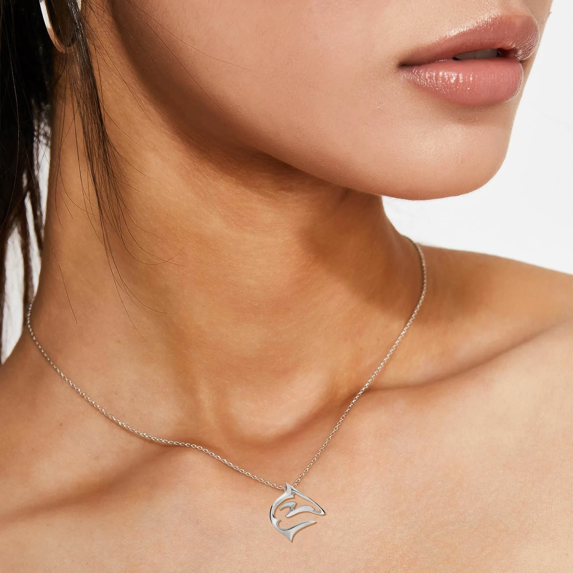 Shark Necklace for Women-Sterling Silver Shark Pendant, Shark Jewelry Gifts for Shark Lovers, Miniature Shark Pendant